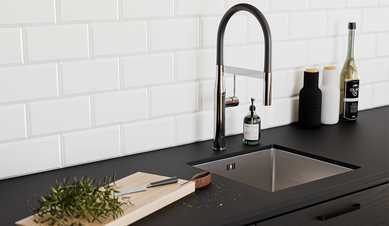 Upeat keittiöt keskikokoiselle budjetille Epoq Edge Black Ash -keittiö