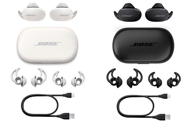  Bose QuietComfort -kuulokkeiden mukana toimitetaan kolmet erikokoiset StayHear(tm) Max -sovitteet 