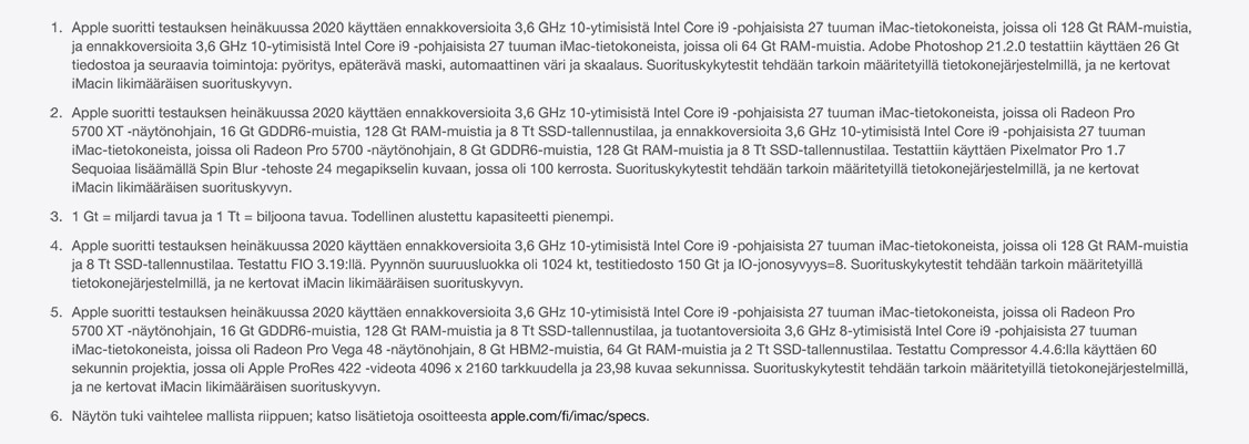 Lisätietoa Apple iMac 2020 -tietokoneesta.