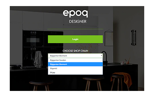 Aloita keittiön suunnittelu Epoq Designer -työkalulla Kuva Epoq Designer -ohjelman etusivusta