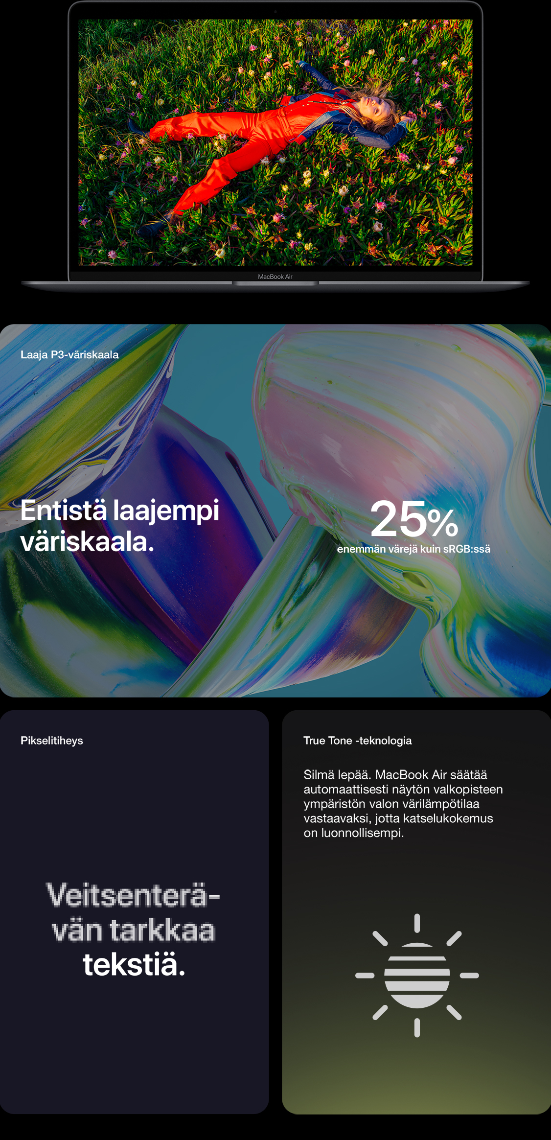 Uudistettu näppäimistö tarjoaa täydellisen näppituntuman ja TouchID tekee koneelle kirjautumisesta, verkko-ostoksista ja tietojen säilyttämisestä turvallista, mutta nopeaa.