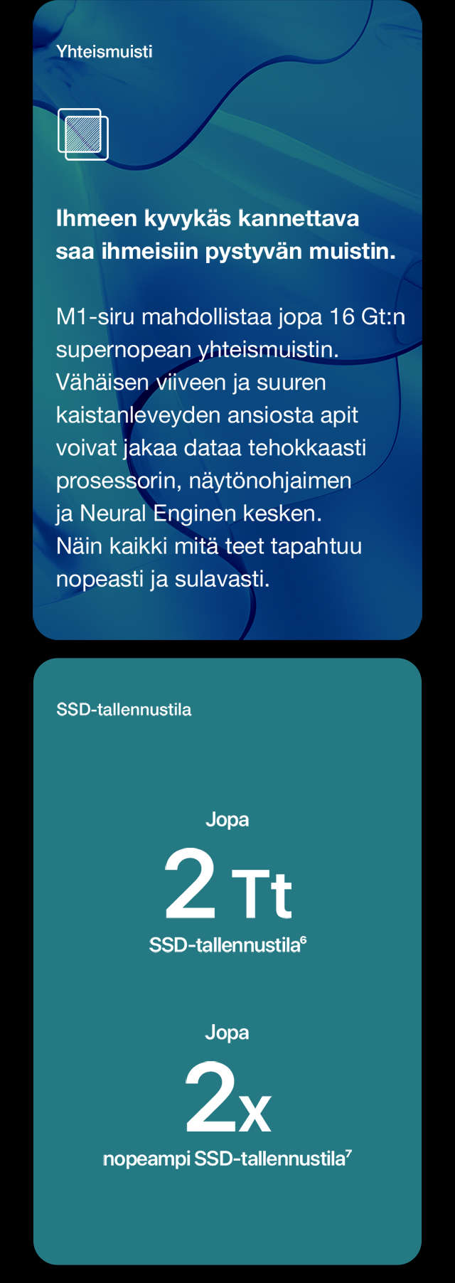 M1-siruun on integroitu prosessori, näytön­ohjain, Neural Engine, liitännät ja paljon muuta.