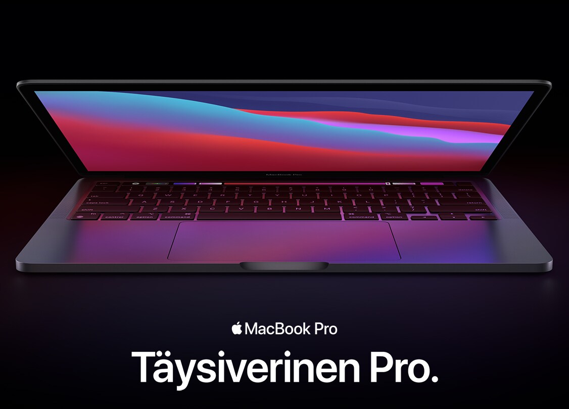 Täysin uudenlainen, Applen M1-sirulla varustettu, 13 tuuman MacBook Pro tarjoaa luokkansa nopeimman vauhdin ja parhaimman suorituskyvyn. Nauti jopa 2,8 kertaa paremmasta suoirtuskyvystä, jopa 5 kertaa nopeammista grafiikoista ja jopa 20 tunnin akunkesto!