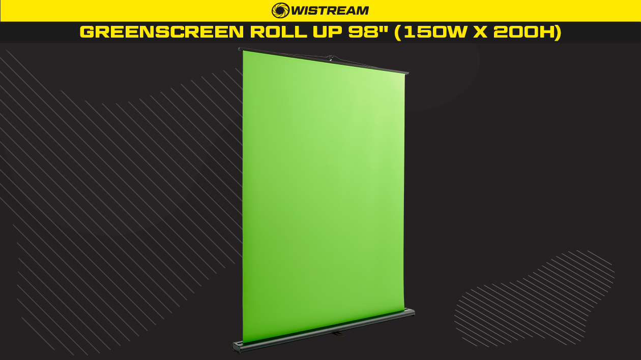 Green Screen -taustakangas mustaa taustaa vasten.