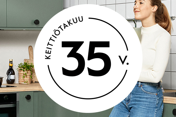 Epoq-keittiöillä on 35 vuoden toimintatakuu Epoq antaa 35 vuoden takuun laatikkotoiminnoille, saranoille, kaappien rungoille, peitelevyille ja sokkeleille.