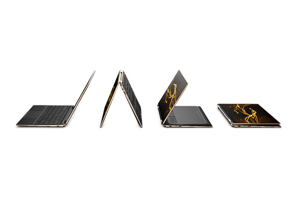 Spectre x360 -kannettava neljässä eri asennossa.