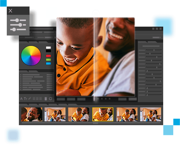Tekoäly parantaa ohjelmistojen suorituskykyä Kuva miehestä ja lapsesta Lightroom-ohjelmistossa