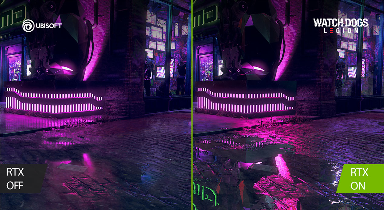 NVIDIA RTX Erot säteenseurannan ollessa käytössä ja sen ollessa poiskäytöstä.