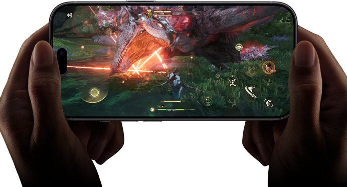 iPhone 18 Pro, etupuoli, A20 Pro ‑sirun suorituskykyä esitellään kohtauksella Monster Hunter Outlanders ‑pelistä