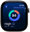 Apple Watch Series 12, alumiinikuori, värinä tähtiharmaa, unituloksen ympyräkaavio, näkymä oikeasta sivusta, Digital Crown