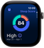 Apple Watch Series 12, alumiinikuori, värinä tähtiharmaa, unituloksen ympyräkaavio, näkymä oikeasta sivusta, Digital Crown