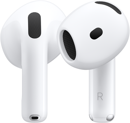 AirPods 5, etu- ja takanäkymissä esillä muotoilu