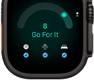 Apple Watch Ultra 4, titaanikuori, värinä musta, valmiuspisteet 8, näkymä oikeasta sivusta, Digital Crown, koholla oleva sivupainike
