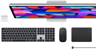 AirPodit, Studio Display, Magic Keyboard, Magic Mouse, Magic Trackpad, MagSafe-latausjohto