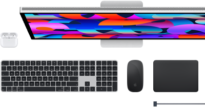 Mac-lisävarusteet: AirPodit, Studio Display, Magic Keyboard, Magic Mouse, Magic Trackpad, MagSafe-latausjohto