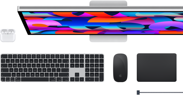 Mac-lisävarusteet: AirPodit, Studio Display, Magic Keyboard, Magic Mouse, Magic Trackpad, MagSafe-latausjohto