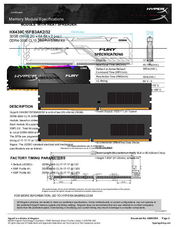 Kingston HyperX Fury Black RGB DDR4 RAM 32 GB keskusmuisti