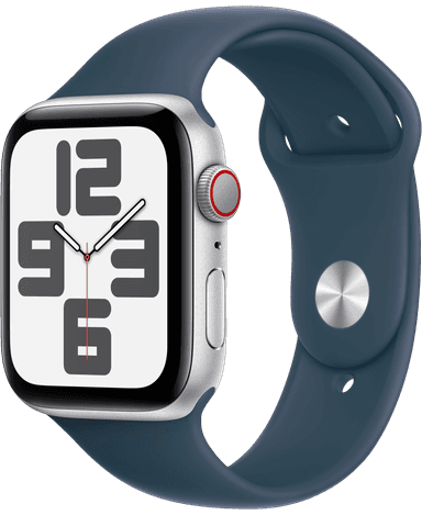 Apple Watch SE 2nd Gen 44mm LTE (hopea alu./m.sin. urheiluranneke M/L)