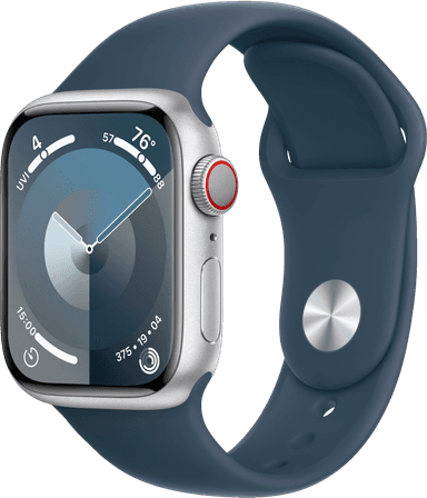 Apple Watch S9 41mm GPS+CEL (hopea alu./ myrskynsin. Sport Band) S/M