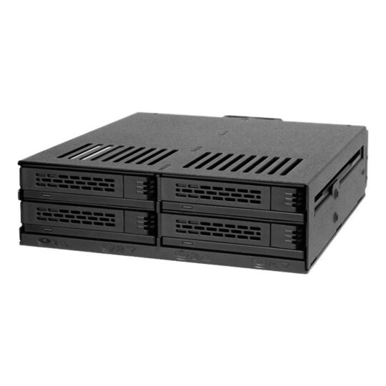 4x 2.5" SATA/SAS in 1x 5.25" bay mobile rack screwless trays black