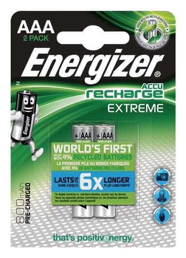 Ladattava NiMH Akku AAA 1.2 V Extreme 800 mAh 2-Blisteri