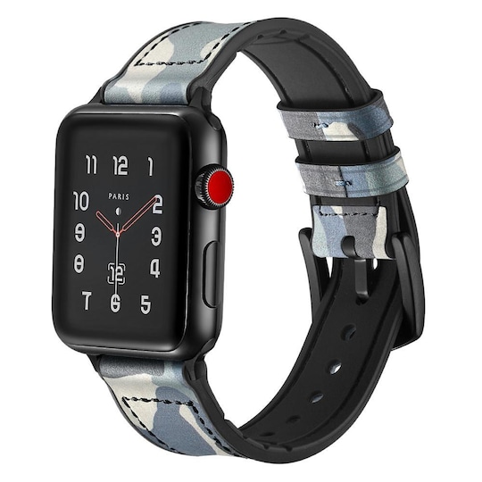 Rannekoru Apple Watchille 42 mm - nahka / silikoni - naamiointi harmaa