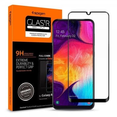 Spigen Samsung Galaxy A50 Näytönsuoja Lasi.tR Härdat Lasi Full Size Musta