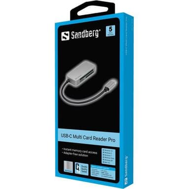 Sandbergin USB-C-monikortinlukija Pro