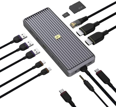 Unisynk 12 Port 8K 100 W USB-C hubi (harmaa)