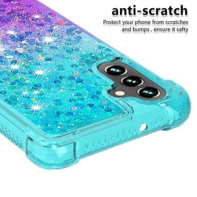 SKALO Samsung A04s 4G Juoksuhiekka Glitter Sydämet TPU kuori - Turkoosi-Violetti