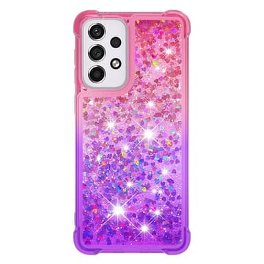 SKALO Samsung A33 5G Juoksuhiekka Glitter Sydämet TPU kuori - Pinkki-Violetti