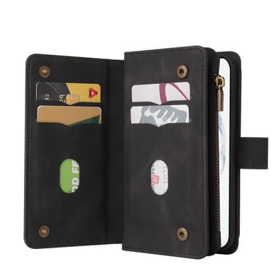 SKALO Samsung A04s 4G Big Wallet 17-lokeroa Lompakkokotelo - Musta