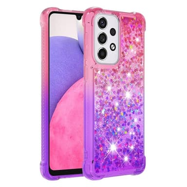 SKALO Samsung A33 5G Juoksuhiekka Glitter Sydämet TPU kuori - Pinkki-Violetti