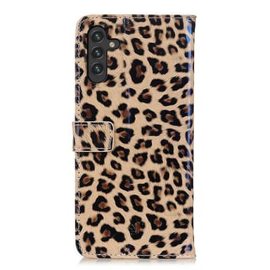 SKALO Samsung A13 5G Leopardikuvioinen lompakkokotelo PU-nahasta.