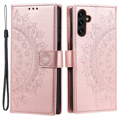 SKALO Samsung A13 5G Mandala lompakkokotelo - Ruusukulta