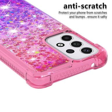 SKALO Samsung A33 5G Juoksuhiekka Glitter Sydämet TPU kuori - Pinkki-Violetti