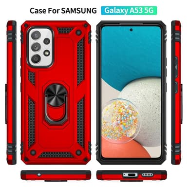 SKALO Samsung A53 5G Armor Hybridi metallirengas kuori - Punainen