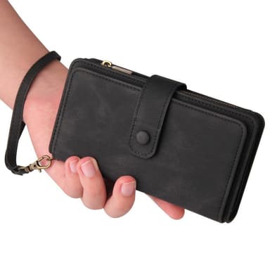 SKALO Samsung A04s 4G Big Wallet 17-lokeroa Lompakkokotelo - Musta
