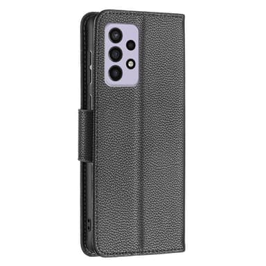 SKALO Samsung A33 5G Premium Litchi Lompakkokotelo - Musta
