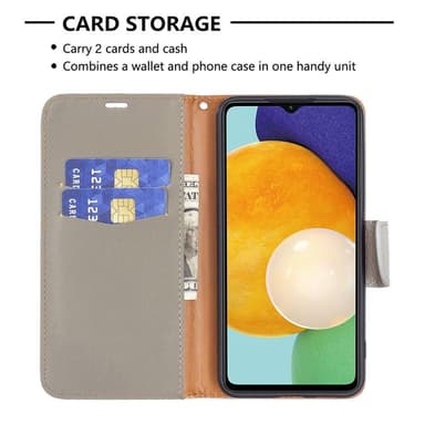 SKALO Samsung A04s 4G Premium Litchi Lompakkokotelo - Harmaa