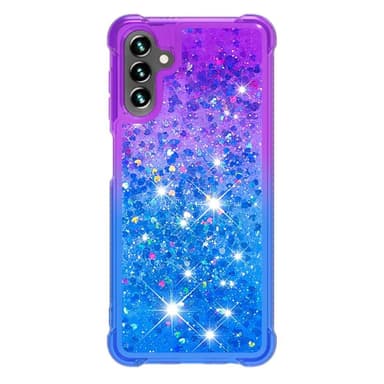 SKALO Samsung A04s 4G Juoksuhiekka Glitter Sydämet TPU kuori - Violetti-Sininen