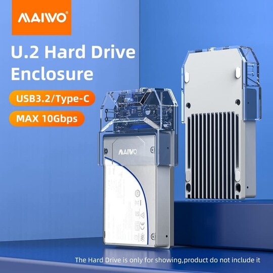 Maiwo K108U ulkoinen kotelo USB-C 3.2 Gen2 10Gbps - 2.5"" U.2 PCIe NVMe SSD