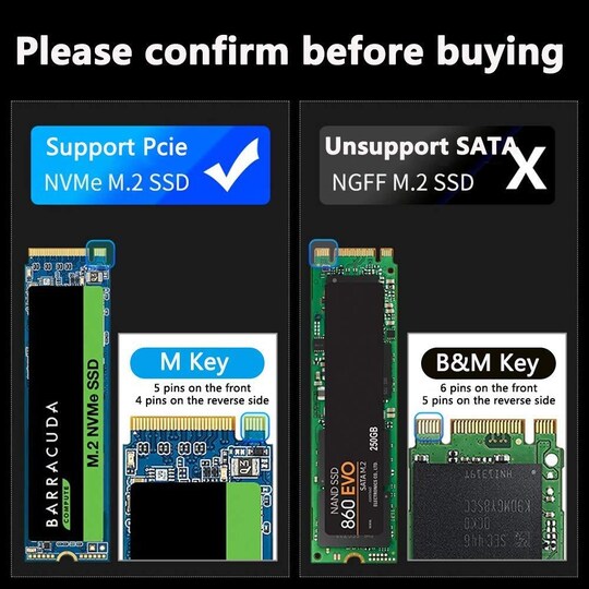 Maiwo K1687P M.2 PCIe NVMe SSD USB C GEN2 10Gb/s ulkoinen tallennuskehikko, 2230-2242-2260-2280 NGFF M-Key tuki, UASP, TRIM ja 6 Gb/s SATAIII