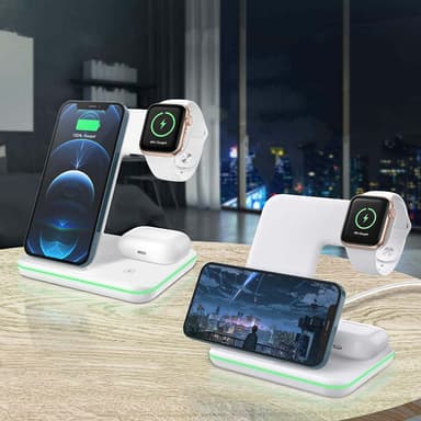 NÖRDIC langaton latausasema 3 in 1 Apple iPhone, Iwatch ja Airpod White