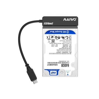 Maiwo K104AG2 10 Gb/s USB3.1 Gen2–2,5” kiintolevy/SSD 2 Tt, enintään 12,5 mm SATA III -sovitin 10 cm USB C -kaapelilla