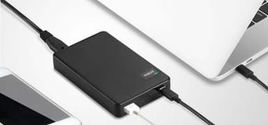 NÖRDIC 60 W USB C -kannettavan tietokoneen verkkolaite ja ylimääräinen USB A