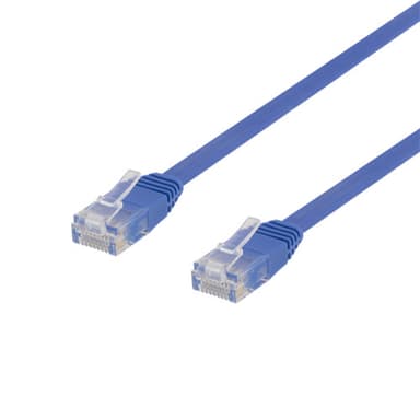 NÖRDIC Cat6 U / UTP litteä verkkokaapeli 1m 250MHz kaistanleveys ja 10Gbps siirtonopeus sininen