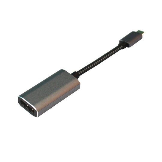 NÖRDIC USB C–Displayport -sovitin 8K 60 Hz 32,4 Gps -tuki 3D- ja HDCP 1.4 ja 2.2, 10 cm, alumiinia, Space Grey