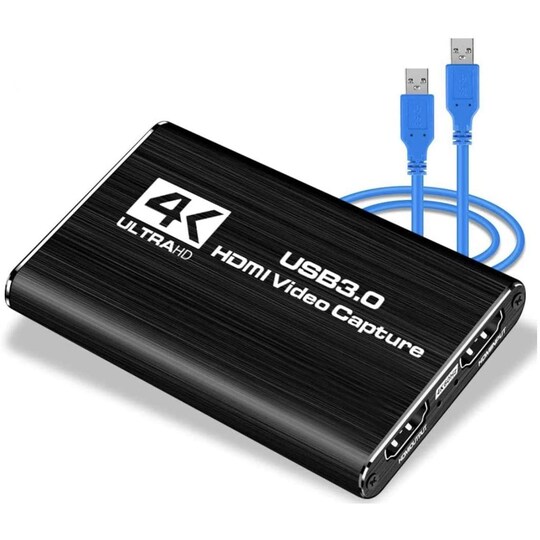 NÖRDIC Videokaappaussovitin USB3.0 HDMI-lähtö 4K 60Hz HDMI silmukkamikrofonilla ja audioulostulolla HDMI signaalin silmukkalähtö