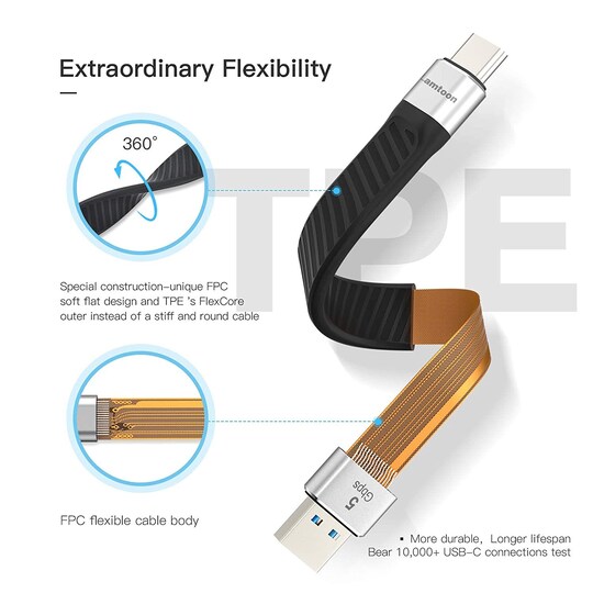 NÖRDIC Flat Adapter USB3.2 Gen1 USB-C - A 5Gbps 3A